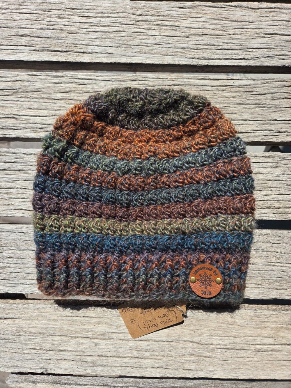 Artisan Handmade Crochet Wool Blend Unisex "Mossy Pebbles" Beanie Hat
